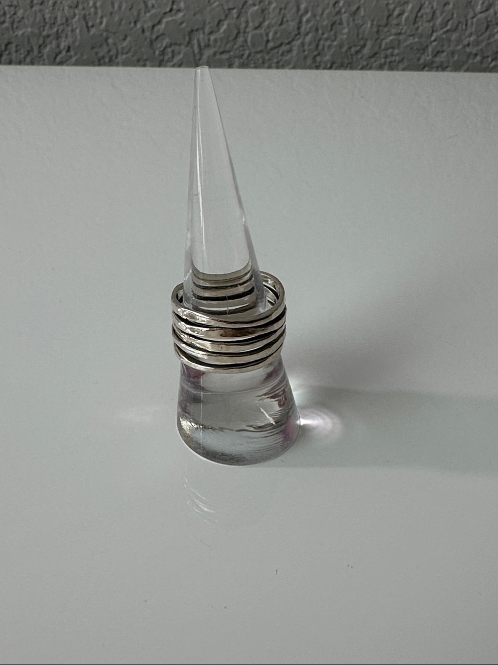 RETIRED James Avery Silver Stacked Hammer Ring Size 8.5